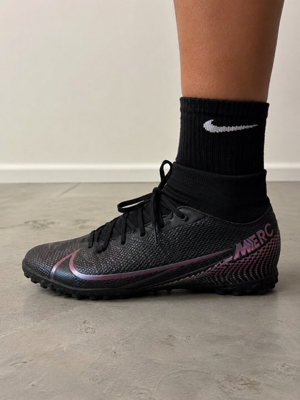 Nike Mercurial Superfly 7 Academy TF Turf Soccer Cleats Men's Size 9 Black